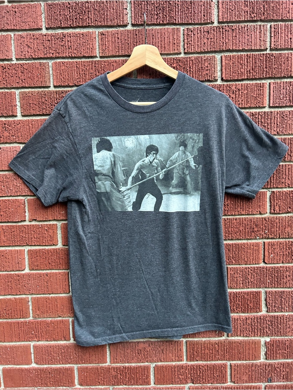 Bruce Lee Graphic T-Shirt Medium Charcoal Heather
